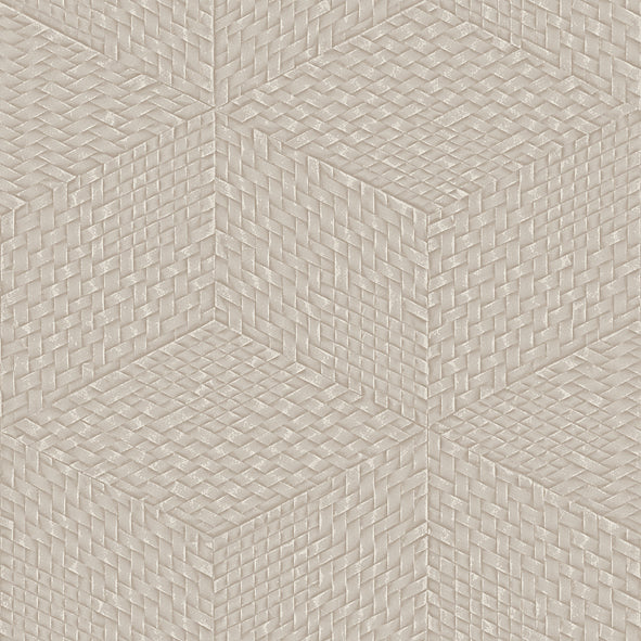 Wicker Cube Wallpaper - Taupe pattern