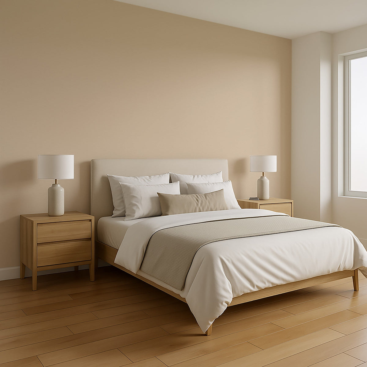 Wicker Cube Wallpaper - Tan room view