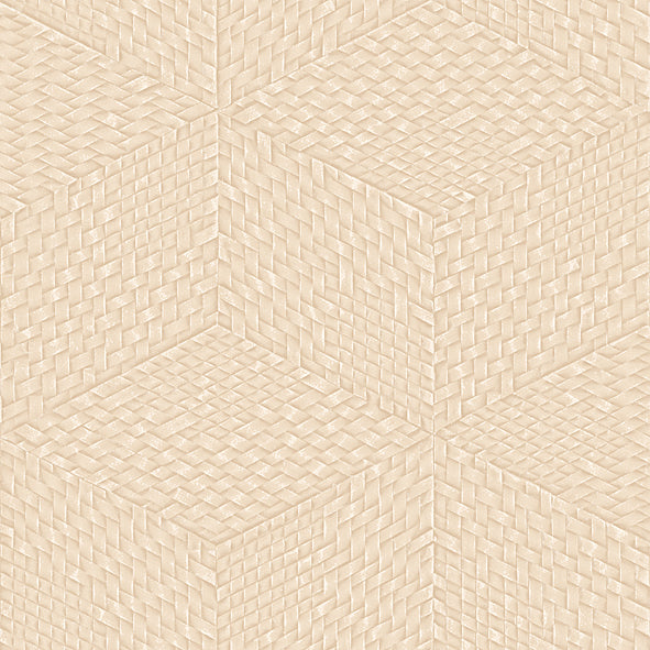 Wicker Cube Wallpaper - Tan pattern