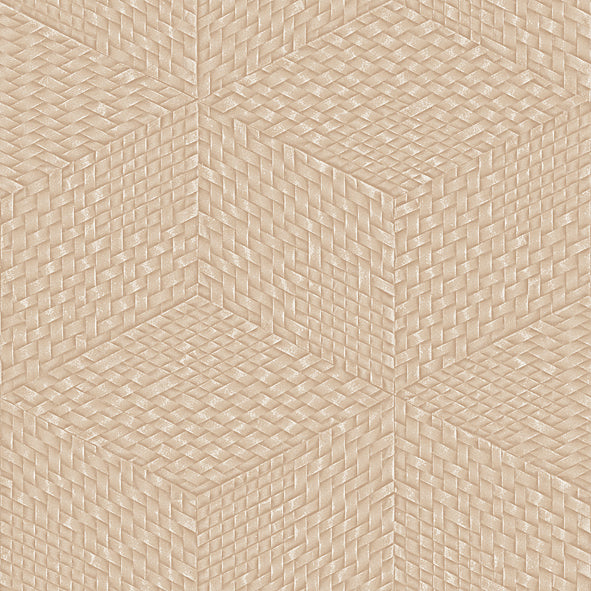 Wicker Cube Wallpaper - Gold pattern