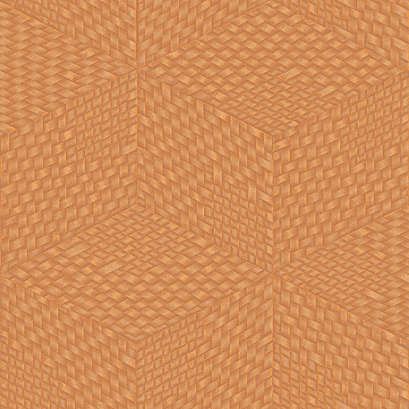 Wicker Cube Wallpaper - Orange pattern