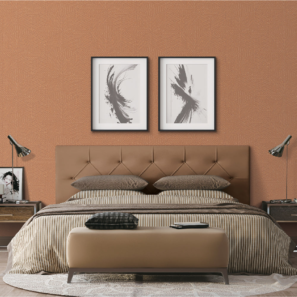 Wicker Cube Wallpaper - Orange room view
