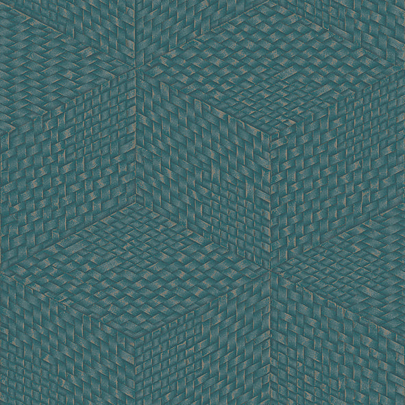 Wicker Cube Wallpaper - Blue pattern