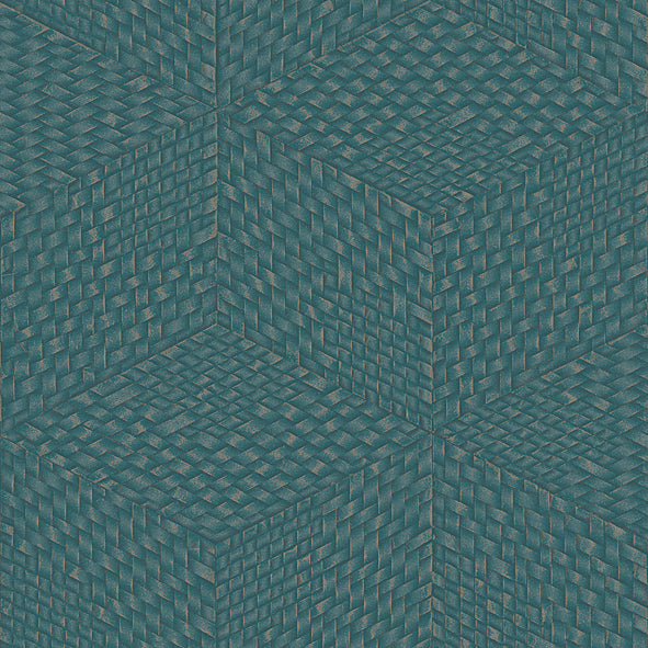 Wicker Cube Wallpaper - Blue pattern