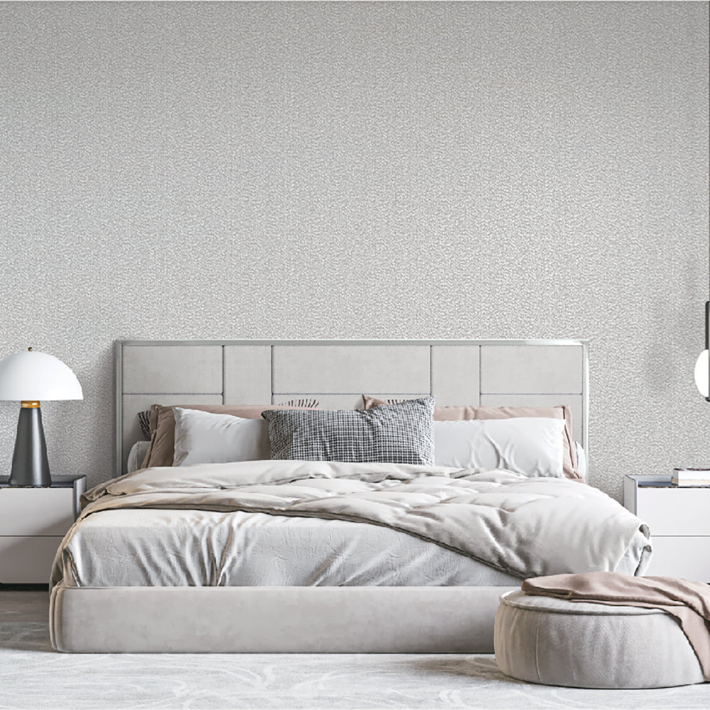 Textured Weave Plain Wallpaper - Taupe room view