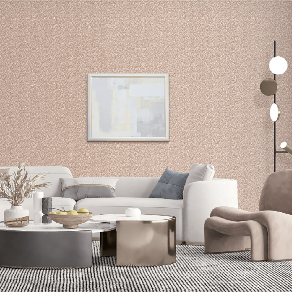 Textured Weave Plain Wallpaper - Gold room view