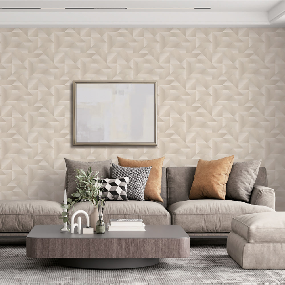 Prism Threads Wallpaper - Beige room view