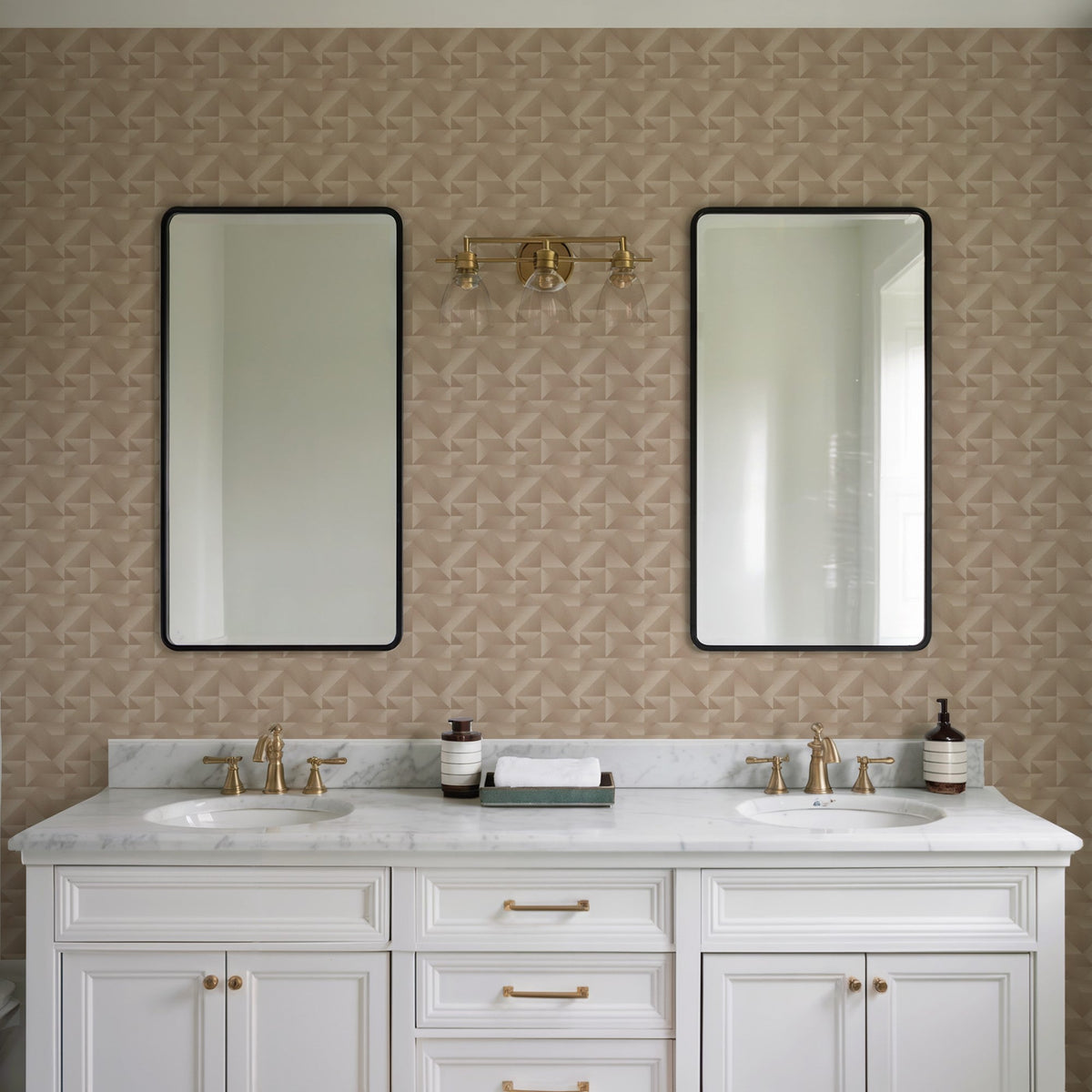 Prism Threads Wallpaper - Tan room view