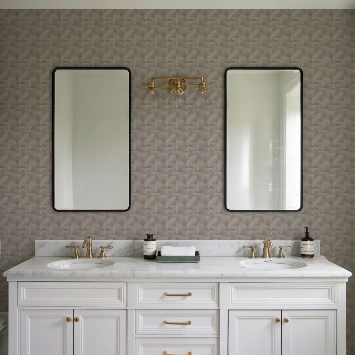 Prism Threads Wallpaper - Taupe room view