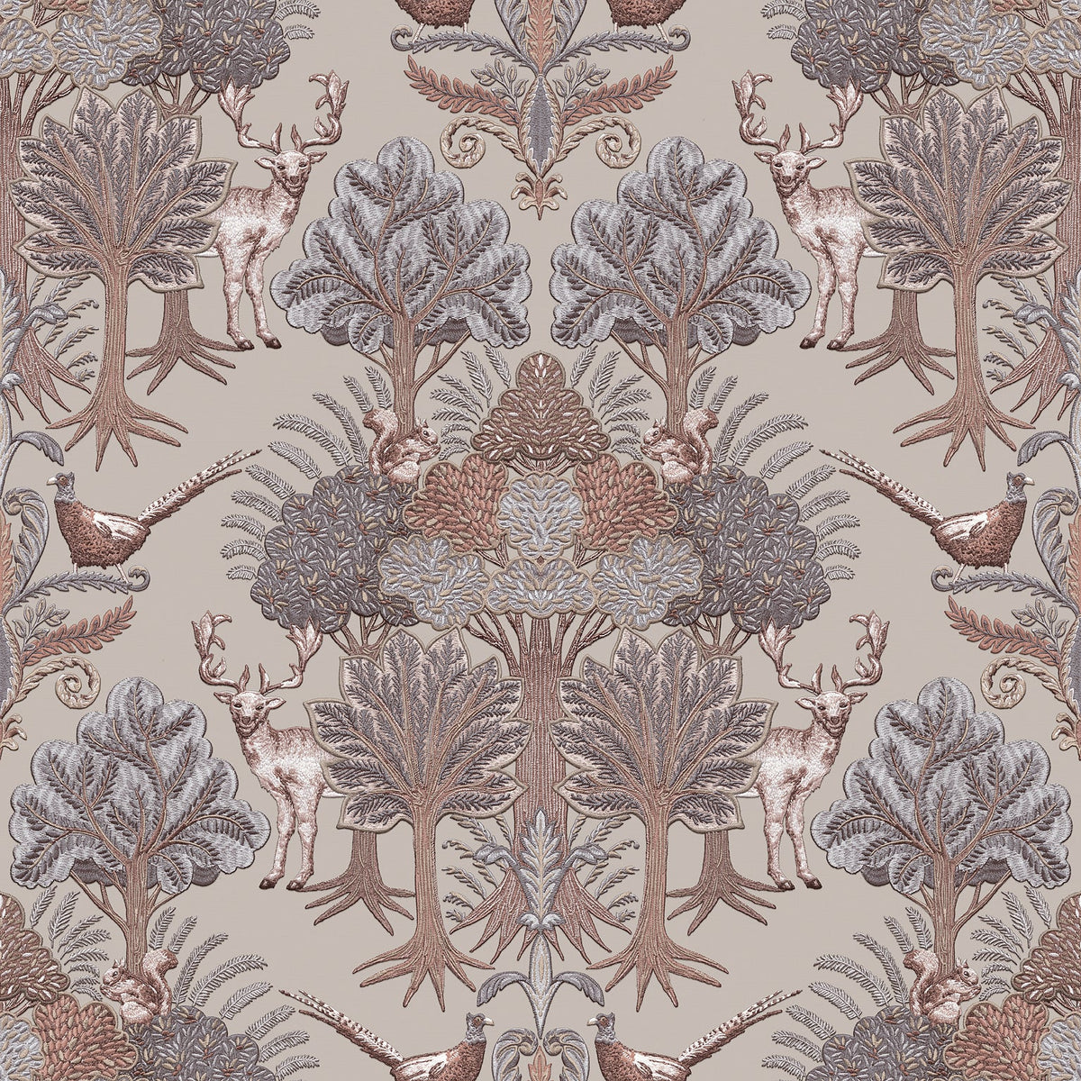 Woodland Tapestry Wallpaper - Taupe pattern