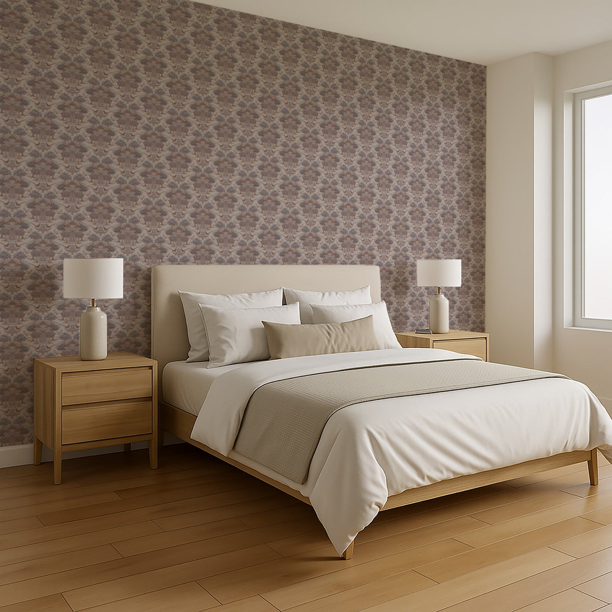 Woodland Tapestry Wallpaper - Taupe room view