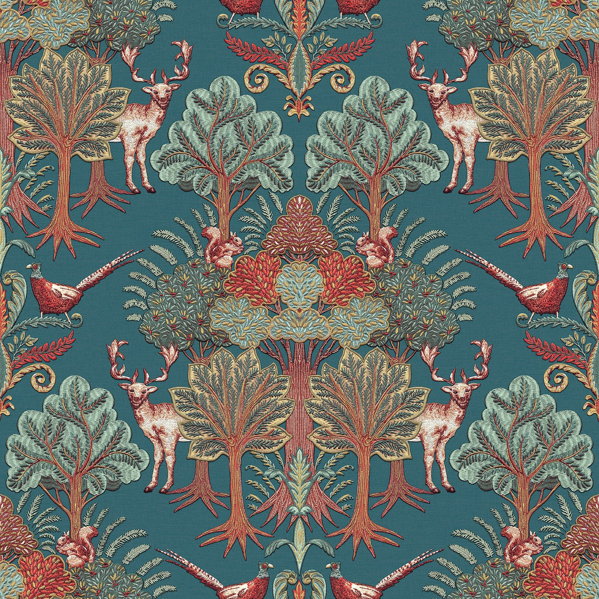 Woodland Tapestry Wallpaper - Blue pattern