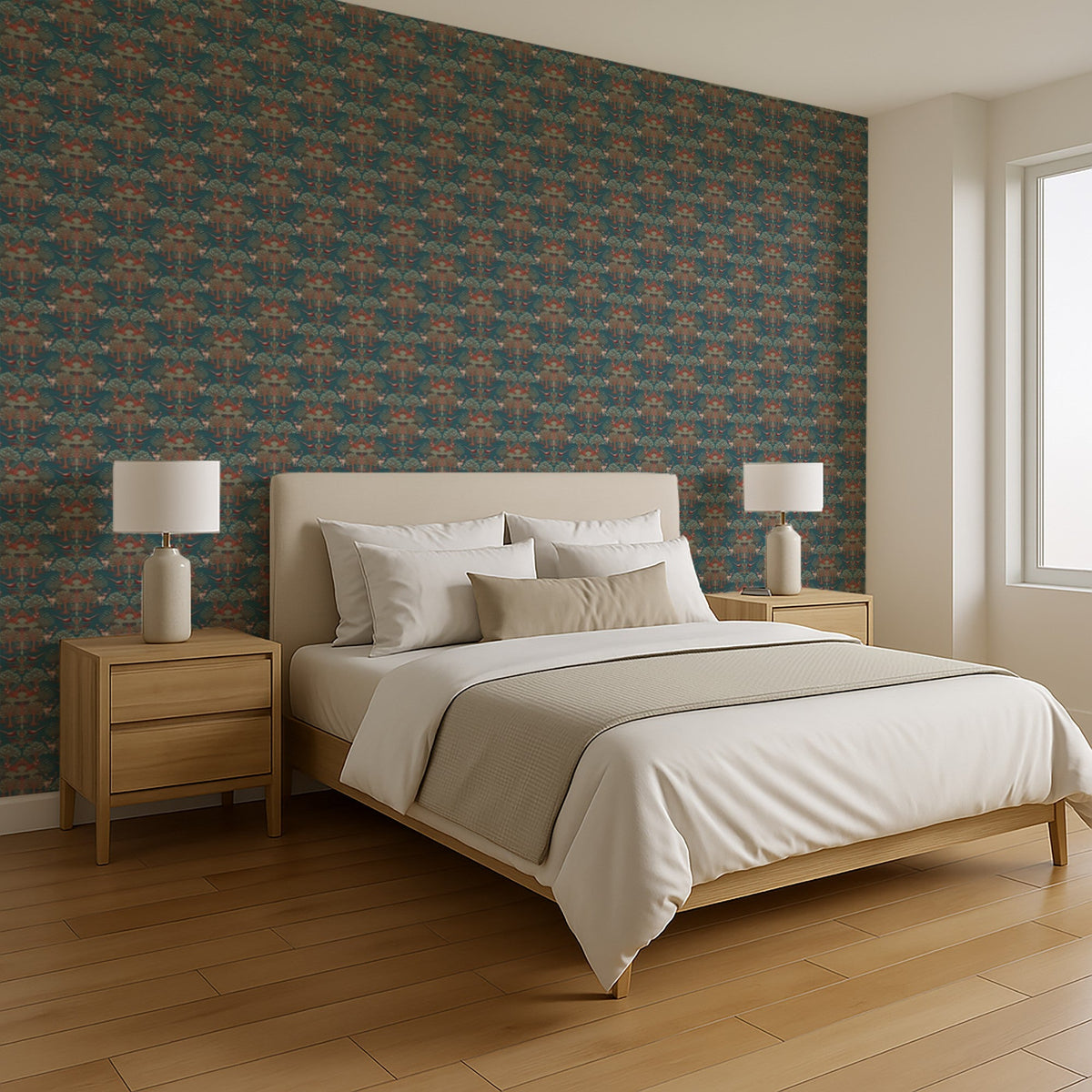 Woodland Tapestry Wallpaper - Blue room view