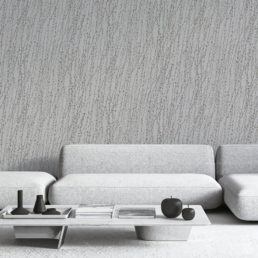 Willow Streamside Wallpaper - Gray room view