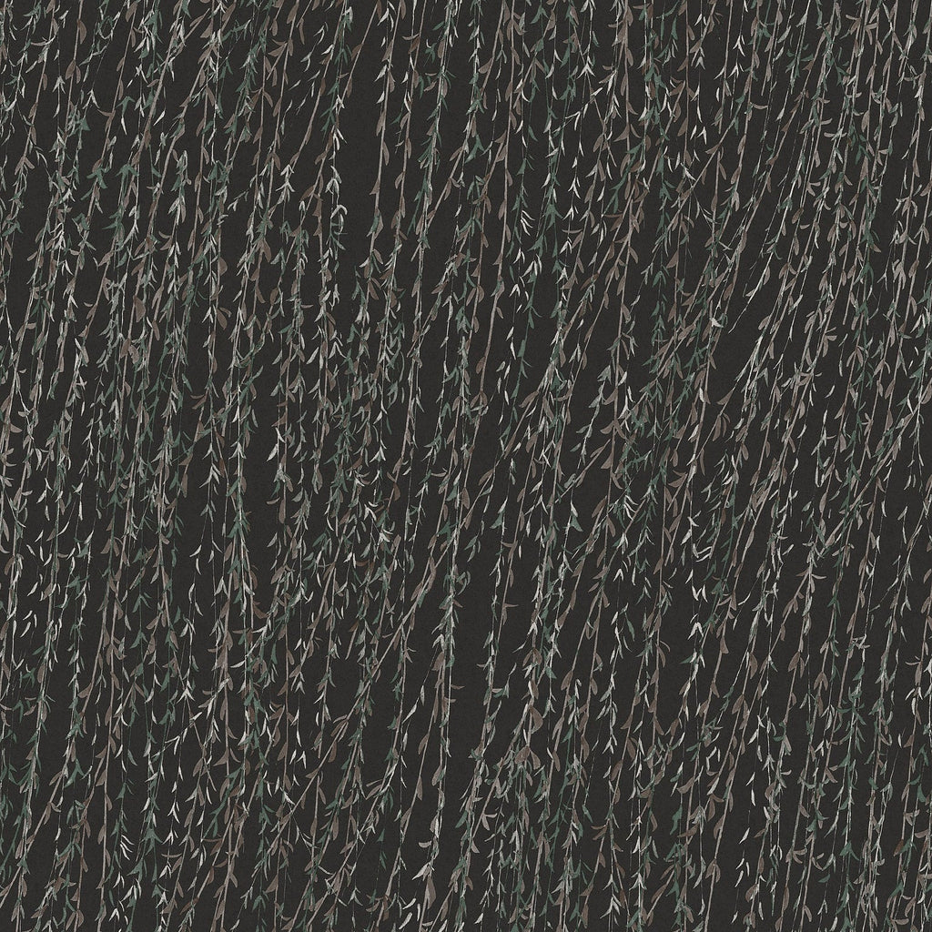 Willow Streamside Wallpaper - Black pattern