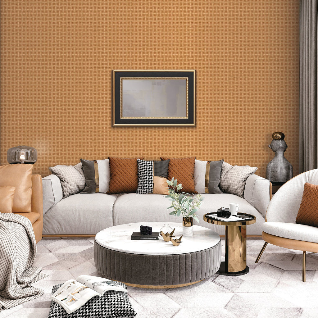Cane Lattice Wallpaper - Orange room view