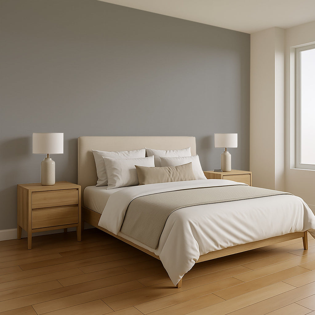 Cane Lattice Wallpaper - Gray room view