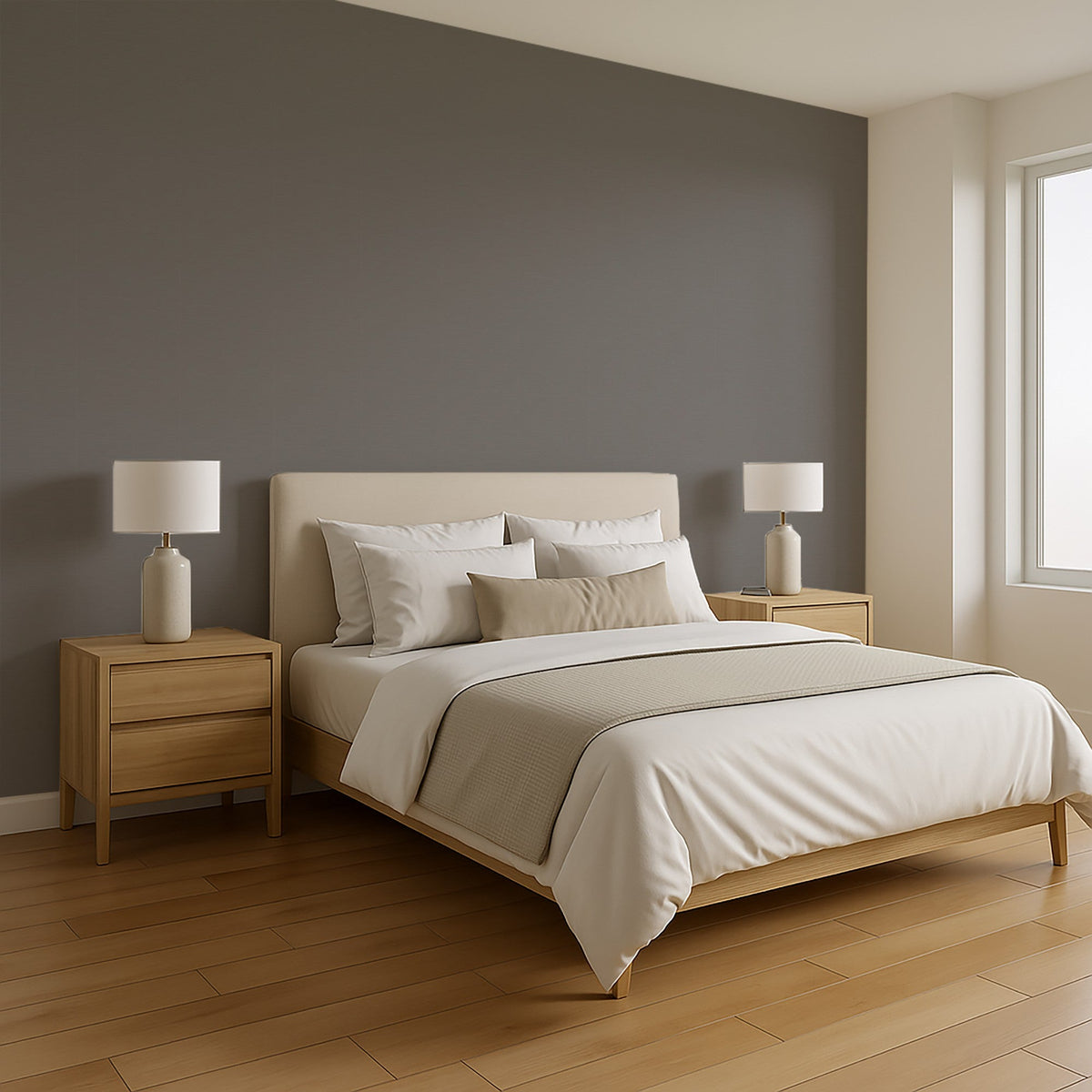 Cane Lattice Wallpaper - Dark Gray room view