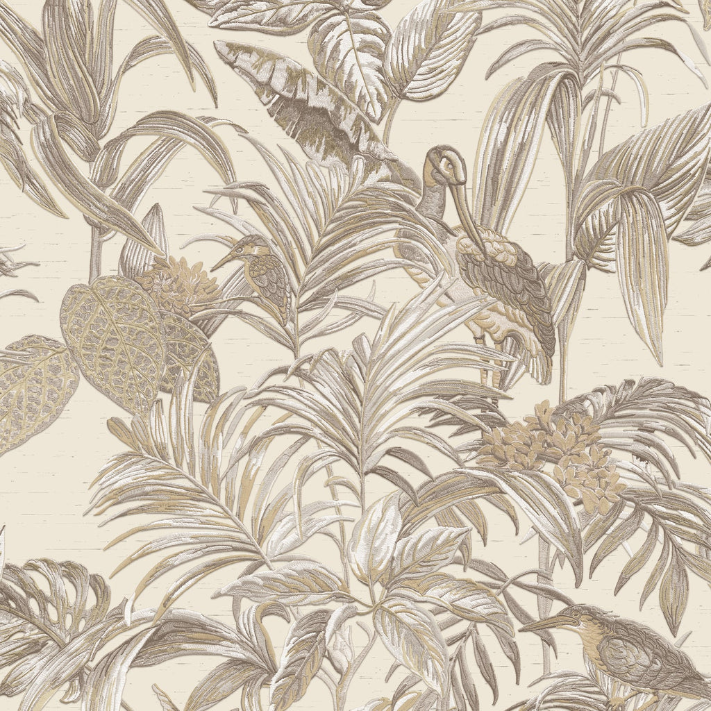Bird of Paradise Wallpaper - Cream pattern