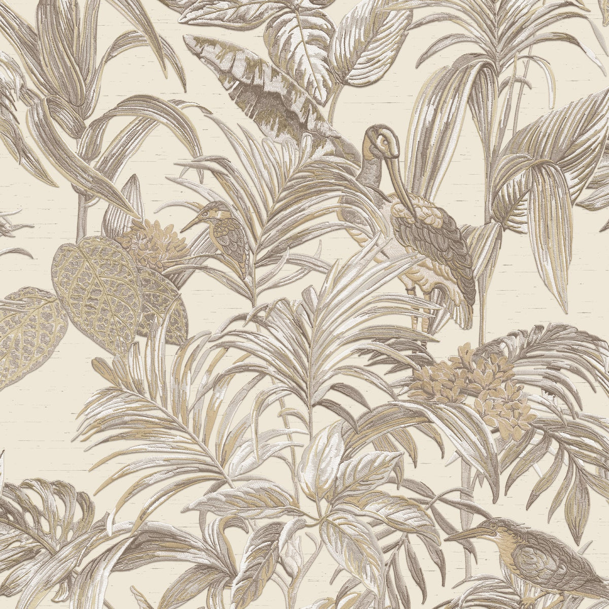 Bird of Paradise Wallpaper - Cream pattern