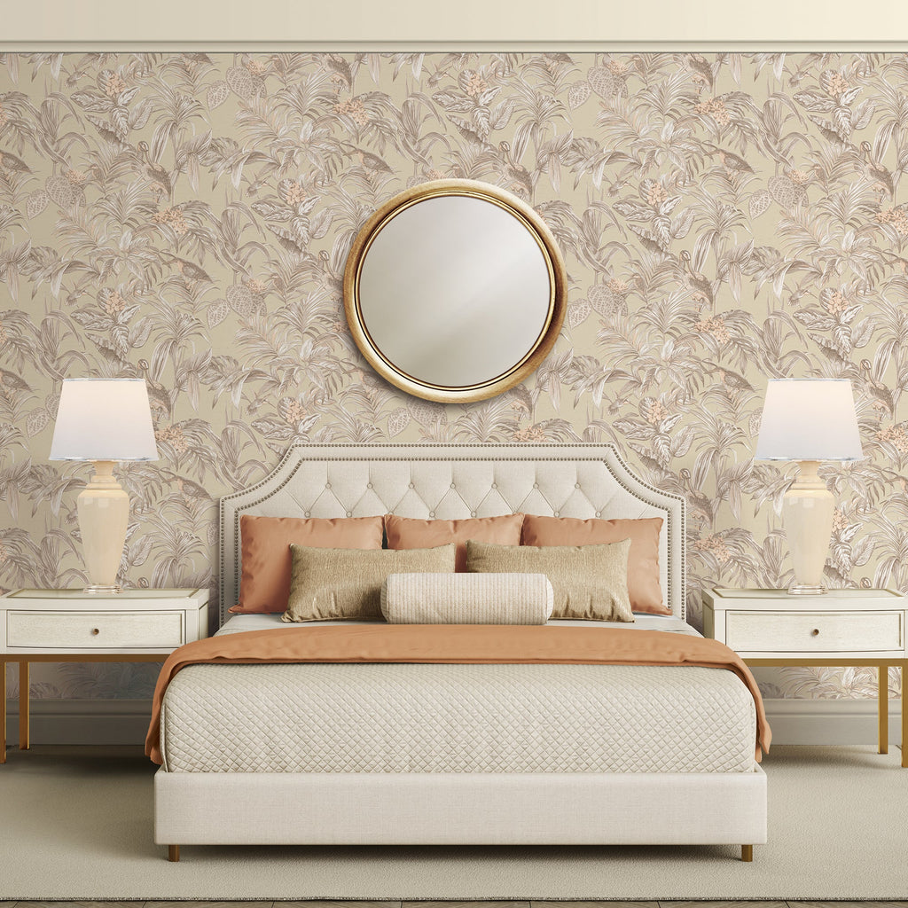Bird of Paradise Wallpaper - Teal room view