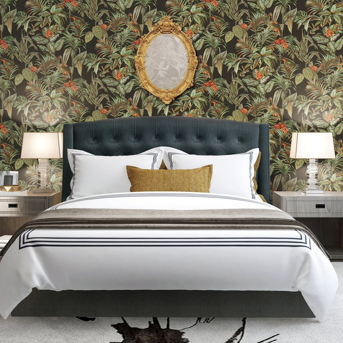 Bird of Paradise Wallpaper - Black room view