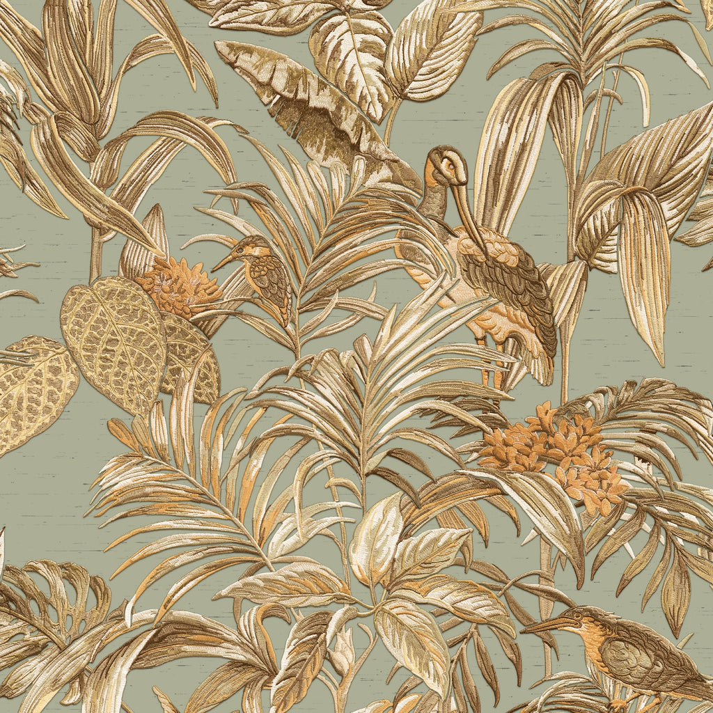 Bird of Paradise Wallpaper - Sage pattern