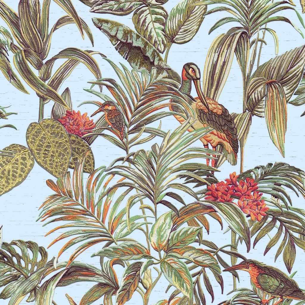Bird of Paradise Wallpaper - Teal pattern