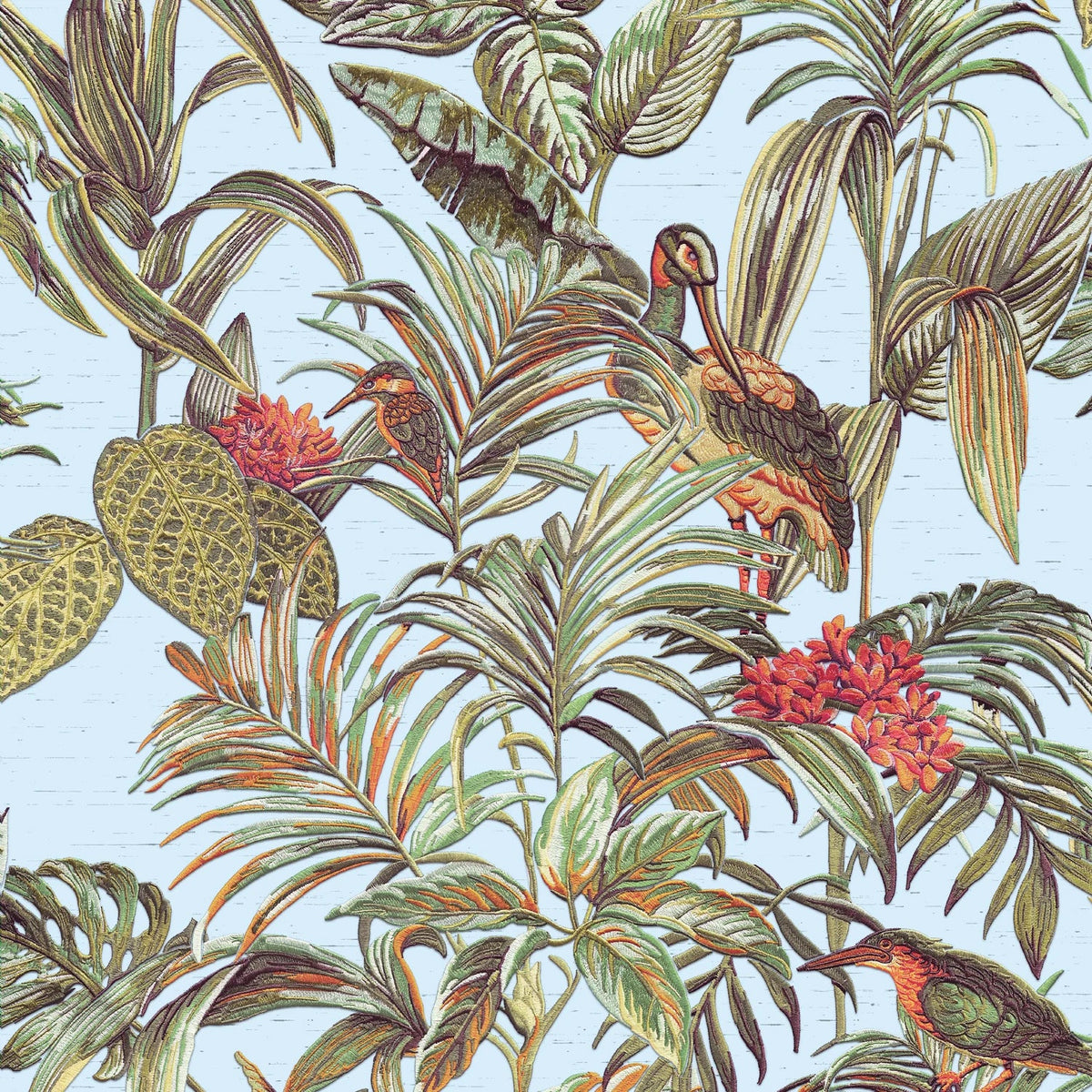 Bird of Paradise Wallpaper - Teal pattern