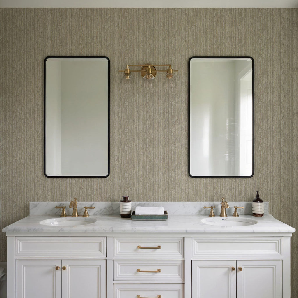 Embroidered Crushed Silk Wallpaper - Gold room view