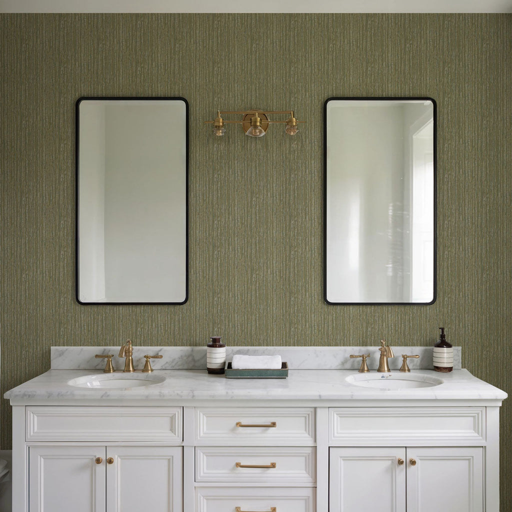 Embroidered Crushed Silk Wallpaper - Green room view