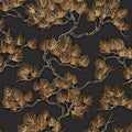 Embroidered Pine Tree Wallpaper - Black pattern