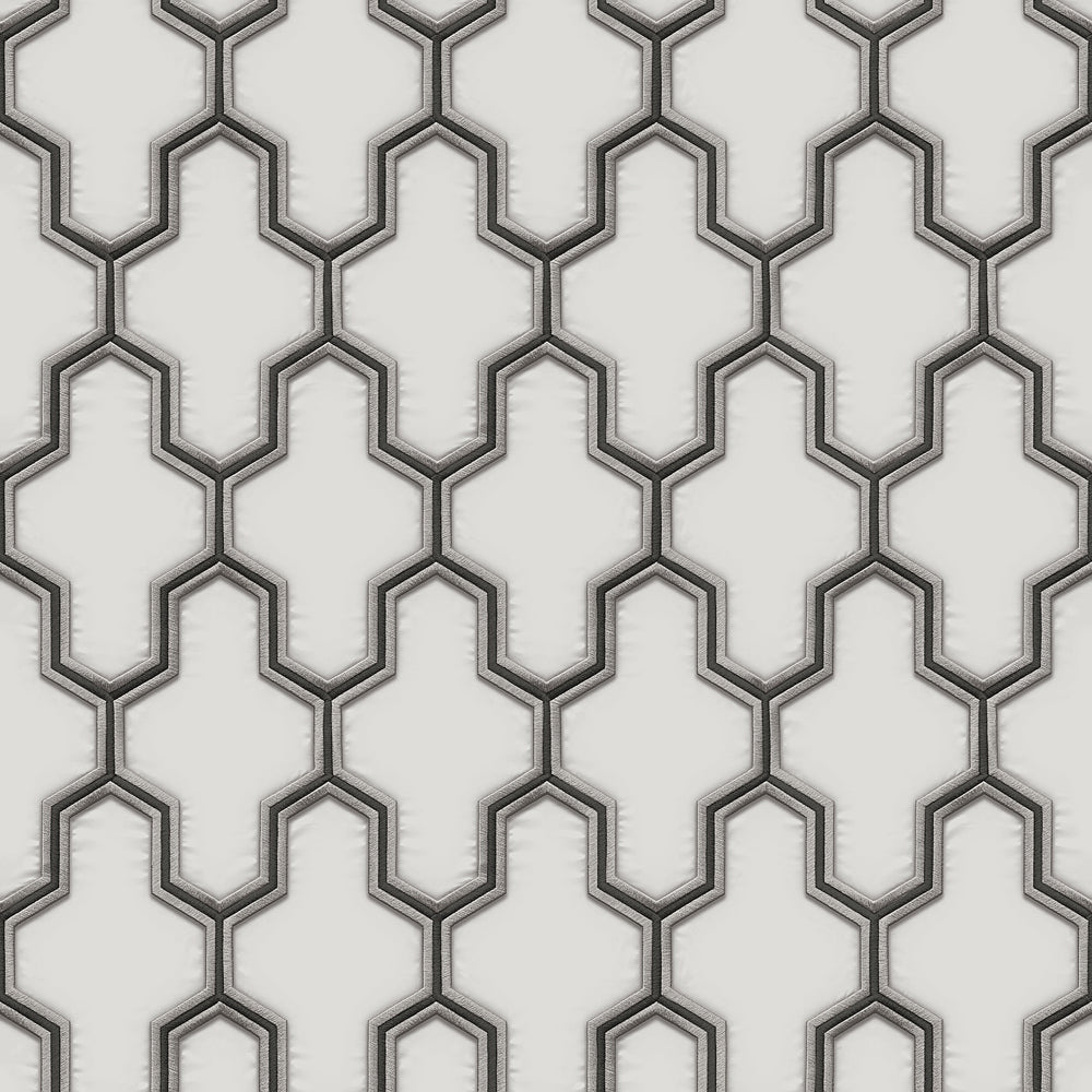 Geometric Silk Wallpaper - White pattern