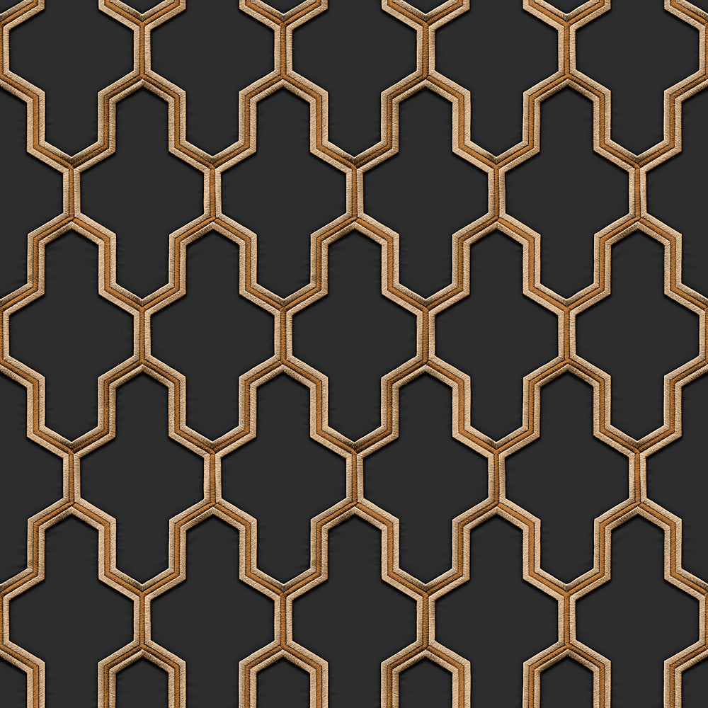 Geometric Silk Wallpaper - Black pattern
