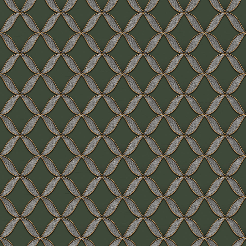 Geometric Trellis Wallpaper - Green pattern