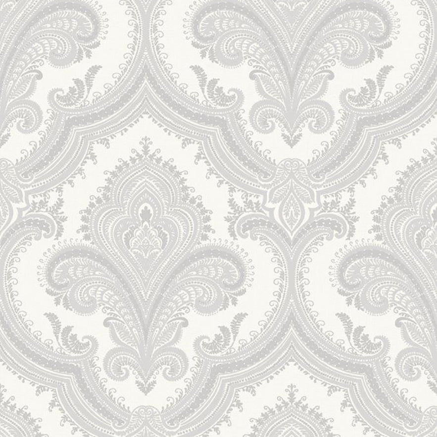 Traditional Damask Wallpaper - Silver pattern