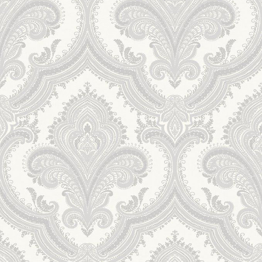 Traditional Damask Wallpaper - Silver pattern