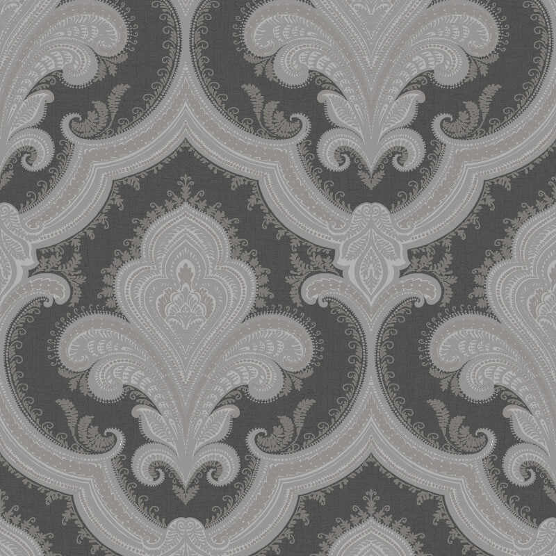 Traditional Damask Wallpaper - Black pattern