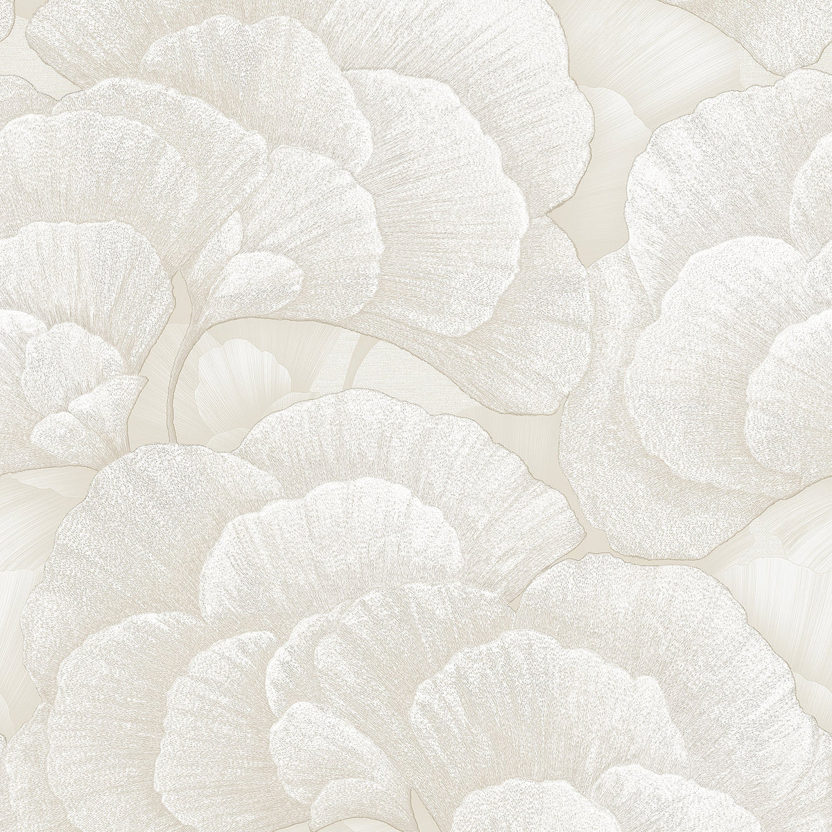 Embroidered Ginkgo Wallpaper - White pattern