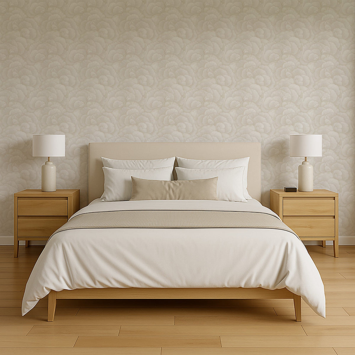 Embroidered Ginkgo Wallpaper - White room view