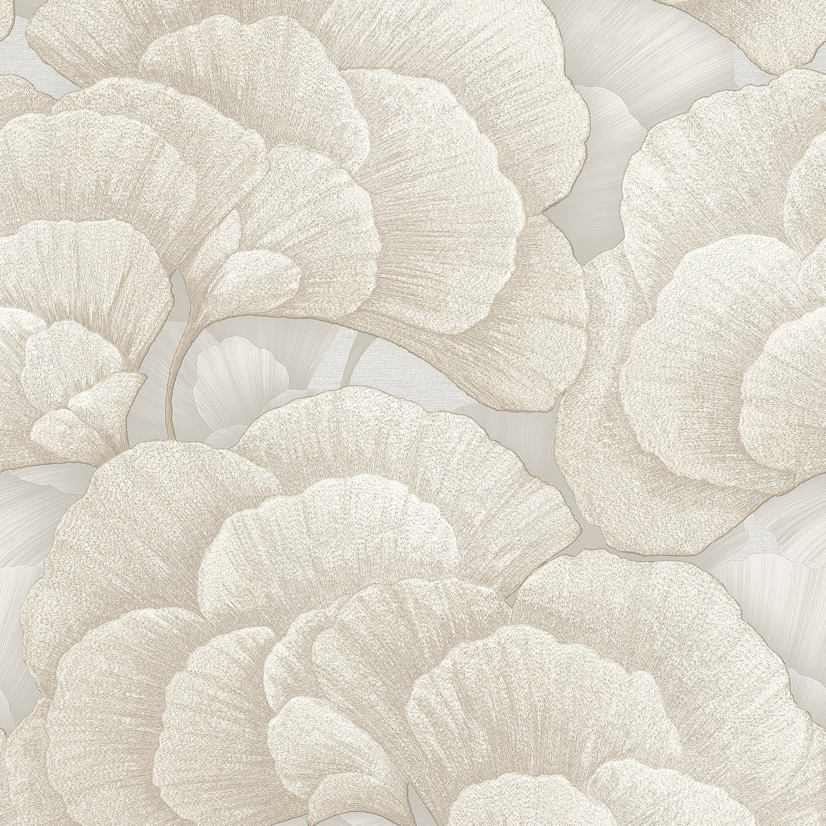 Embroidered Ginkgo Wallpaper - Gray pattern