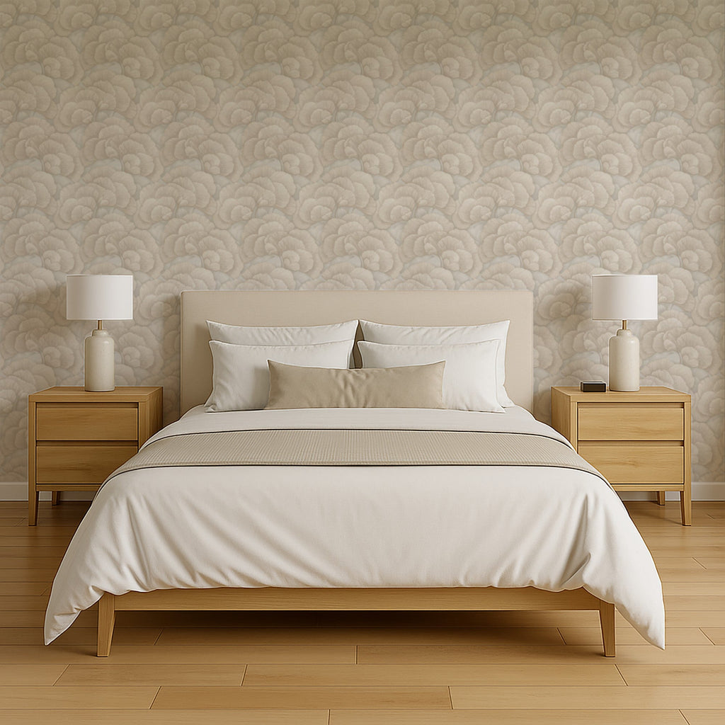 Embroidered Ginkgo Wallpaper - Gray room view