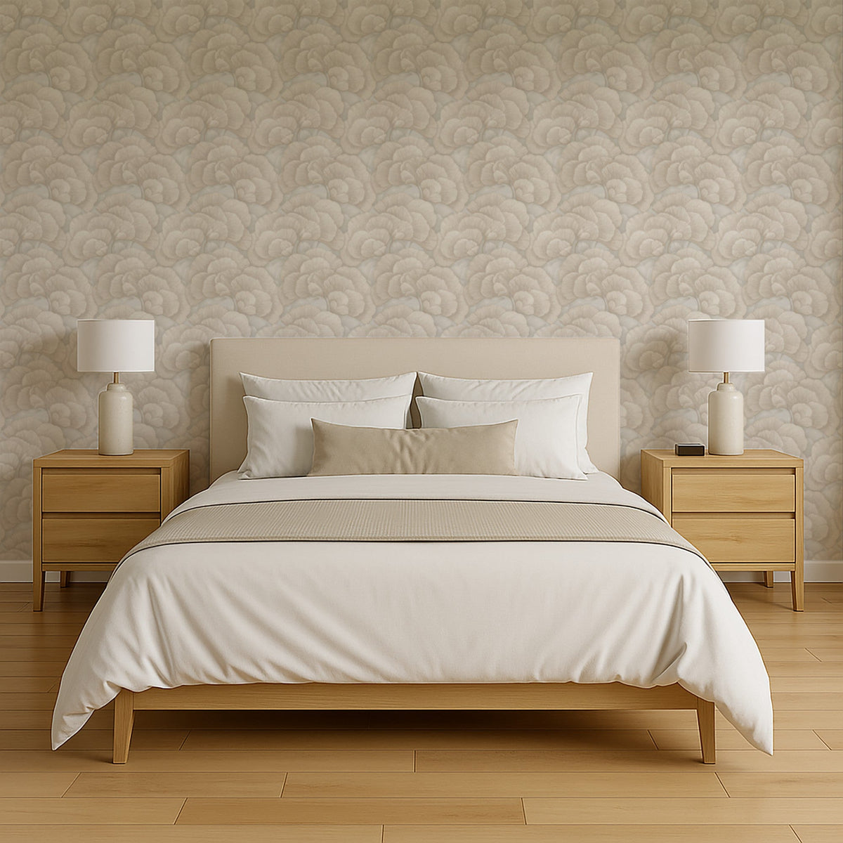Embroidered Ginkgo Wallpaper - Gray room view