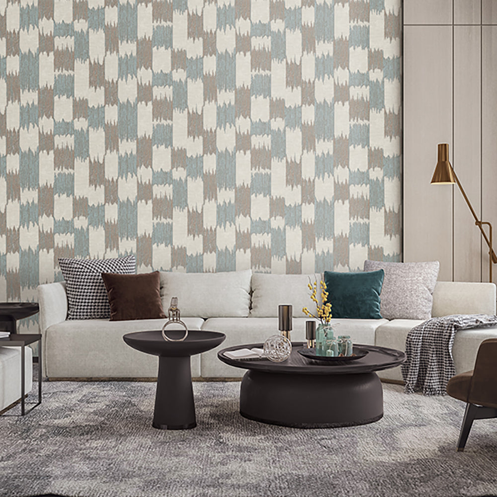 Ikat Echo Wallpaper - Blue room view