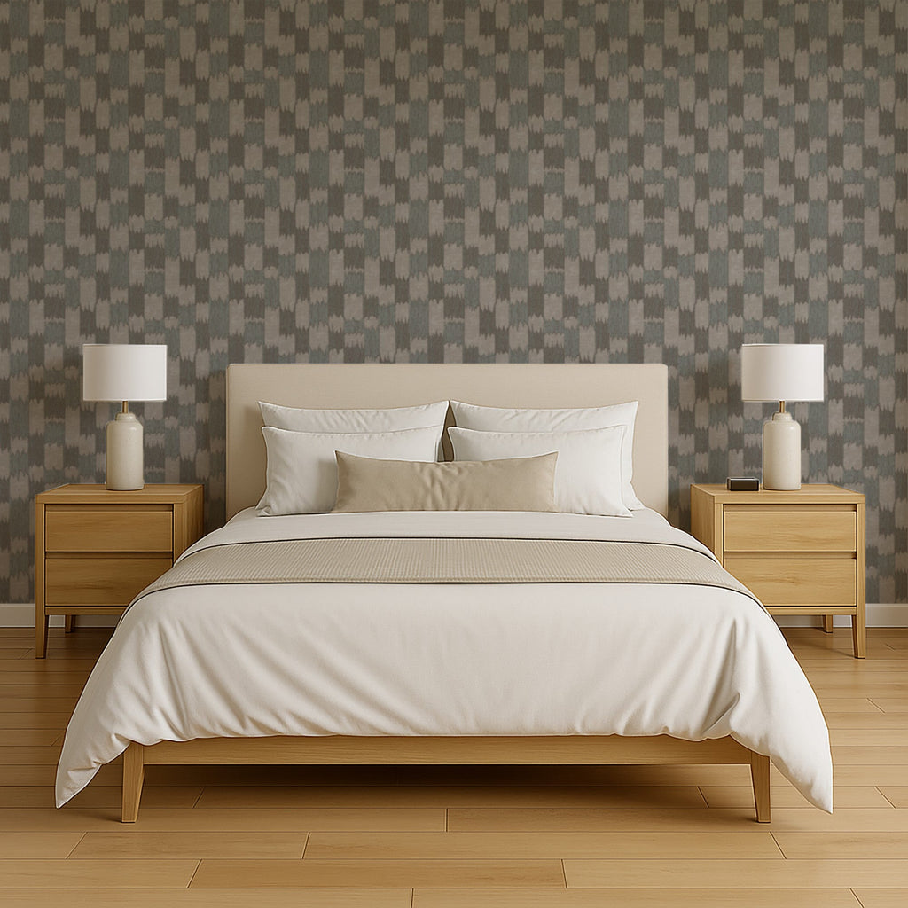 Ikat Echo Wallpaper - Gray room view