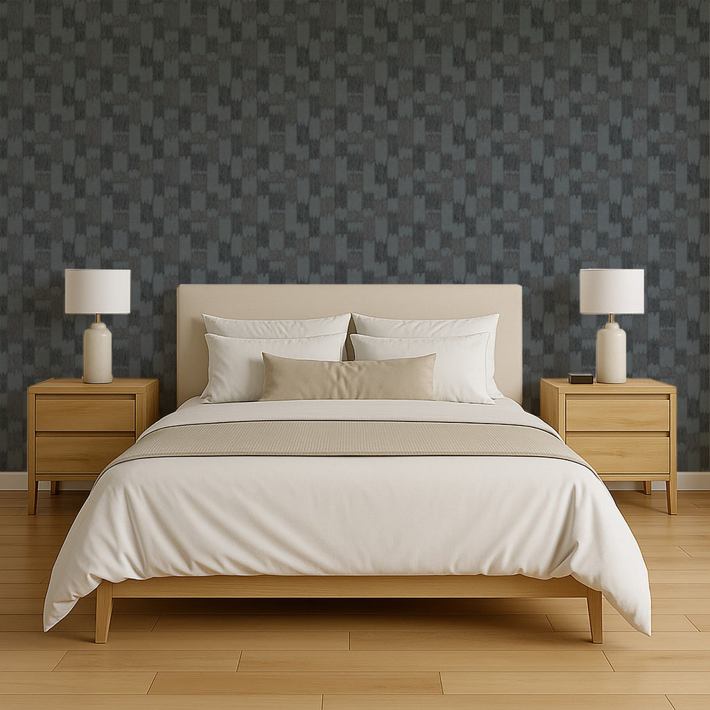 Ikat Echo Wallpaper - Black room view