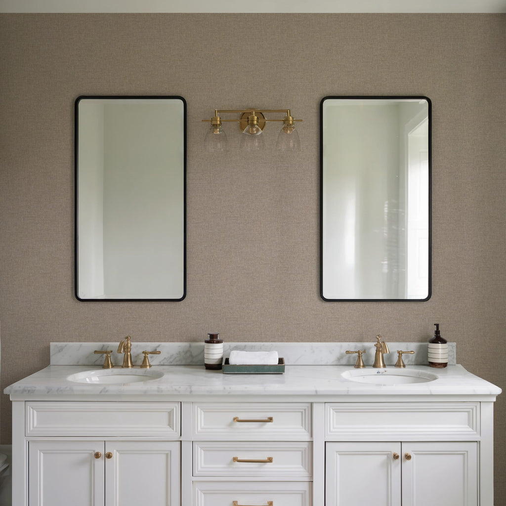 Upholstery Weave Wallpaper - Taupe room view
