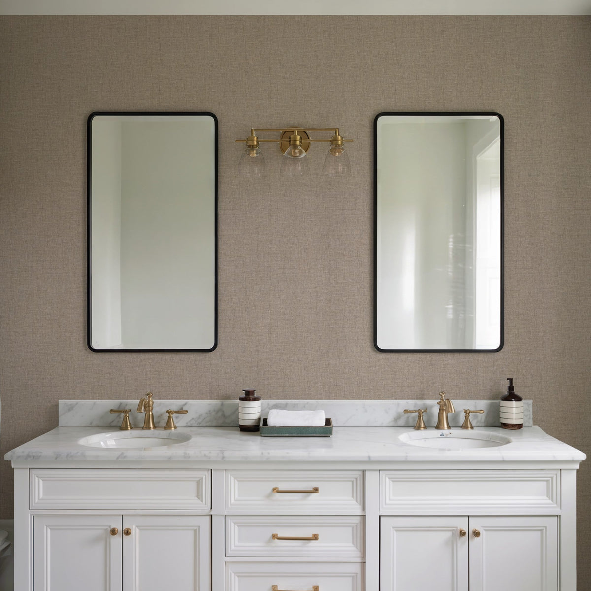 Upholstery Weave Wallpaper - Taupe room view