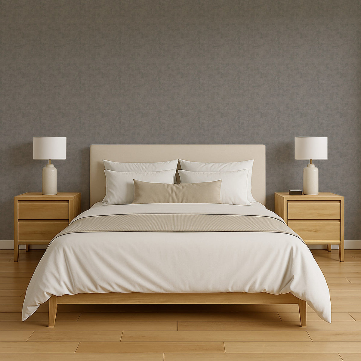 Needle Point Linen Wallpaper - Gray room view
