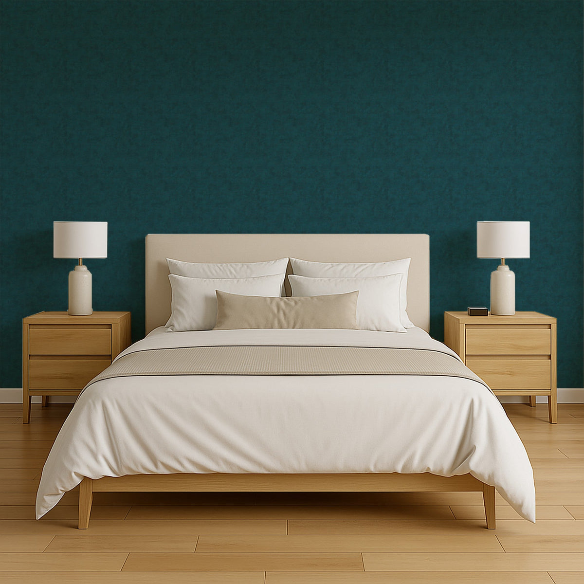 Needle Point Linen Wallpaper - Blue room view